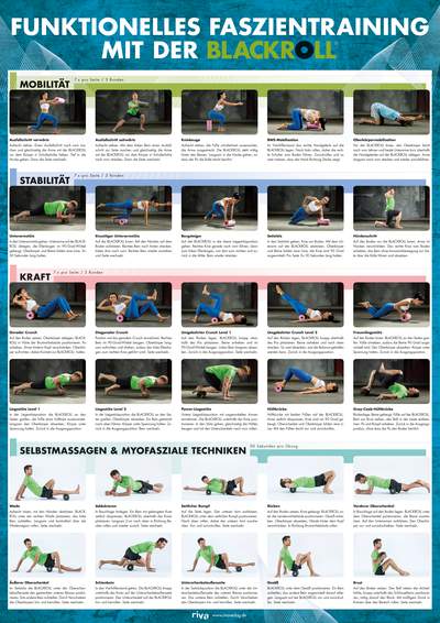 Funktionelles Faszientraining mit der BLACKROLL® - Großes DIN-A1-Poster mit 30 Übungen für Mobilität, Stabilität und Kraft sowie zur Selbstmassage
