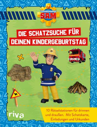 Feuerwehrmann Sam – Die Schatzsuche/Schnitzeljagd für deinen Kindergeburtstag - 10 Rätselstationen für drinnen und draußen. Mit Schatzkarte, Einladungen und Urkunden. Für Kinder ab 4 Jahren
