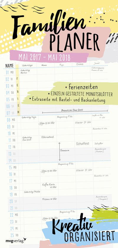 Kreativ organisiert - Der Familienkalender für Mai 2017 - Mai 2018