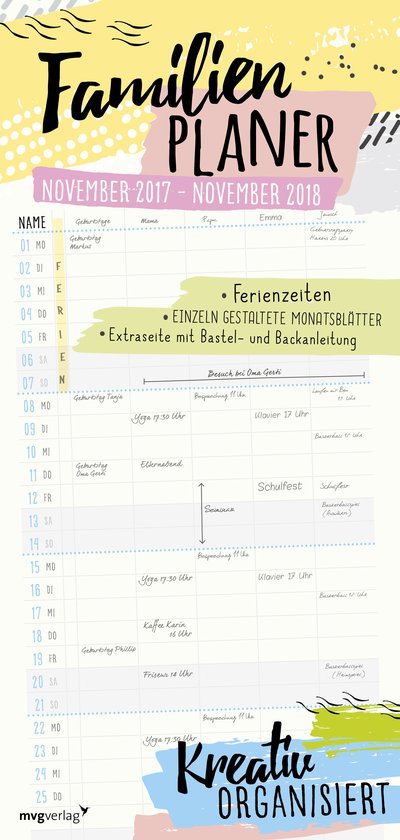 Kreativ organisiert - Der Familienkalender für November 2017 - November 2018