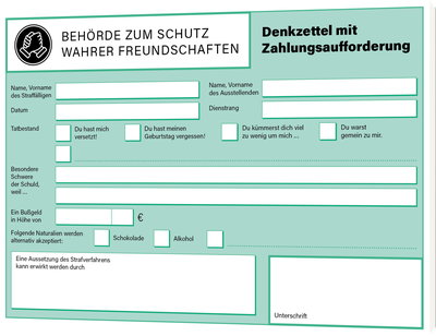 Denkzettel – das Knöllchen für deine Freunde