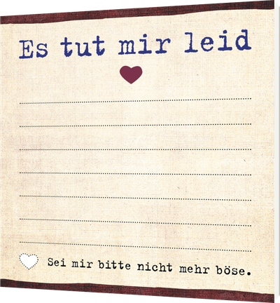 Was ich an dir liebe: Es tut mir leid – Klebezettel