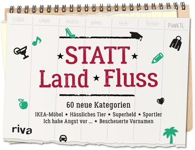 Statt Land Fluss - Das Spielebuch mit 60 neuen Kategorien – Die lustige Variante von Stadt-Land-Fluss. Der Klassiker für Erwachsene – ob Zuhause, unterwegs, Party oder Spieleabend
