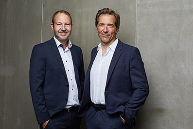 Die Geschäftsführer der Münchner Verlagsgruppe: Matthias Setzler und Christian Jund.